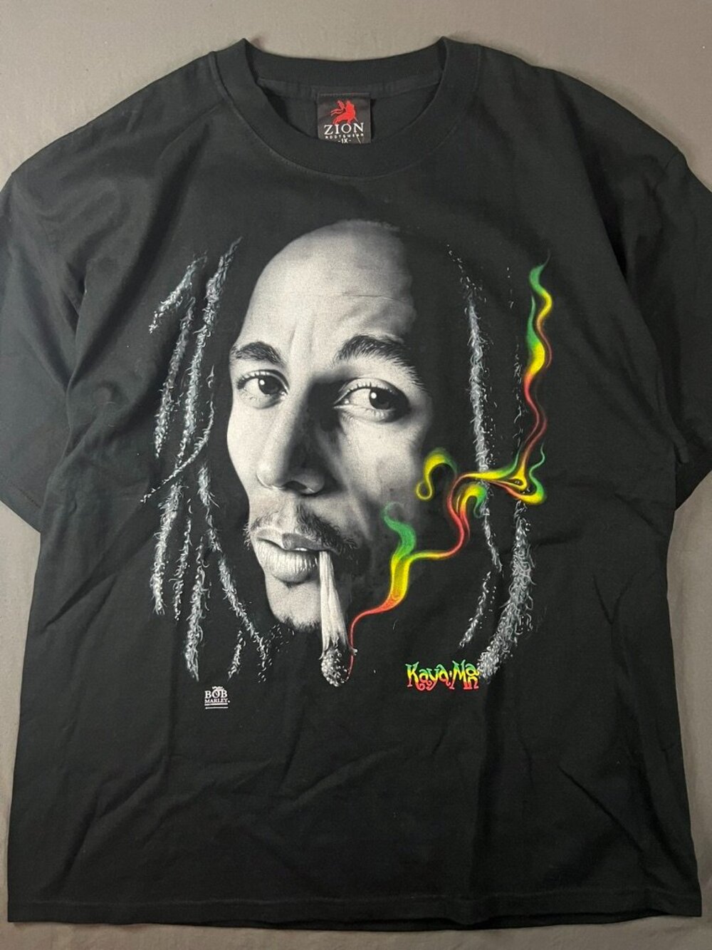 Vintage Y2K Zion Rootswear Bob Marley Big Graphic Reggae Emancipate Tee Size XL